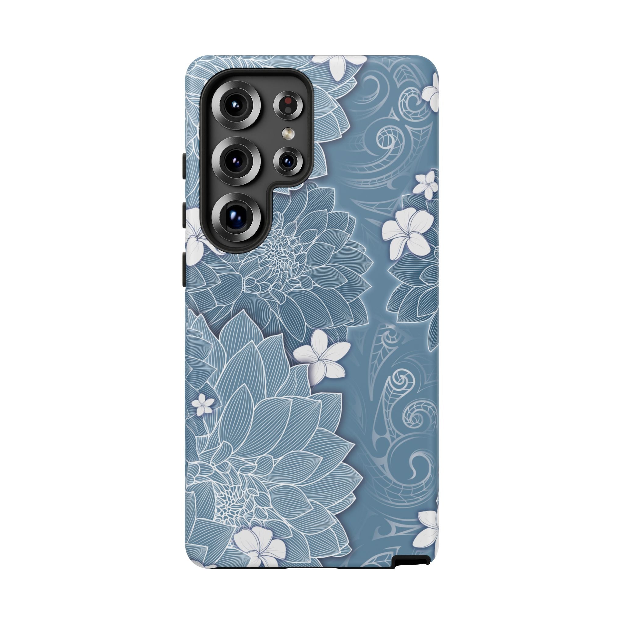 Pua La Tough Samsung Galaxy Case Detail View - Hawaiian Golden Hibiscus Sun Flower Sapphire Design Close Up - The Local Banyan