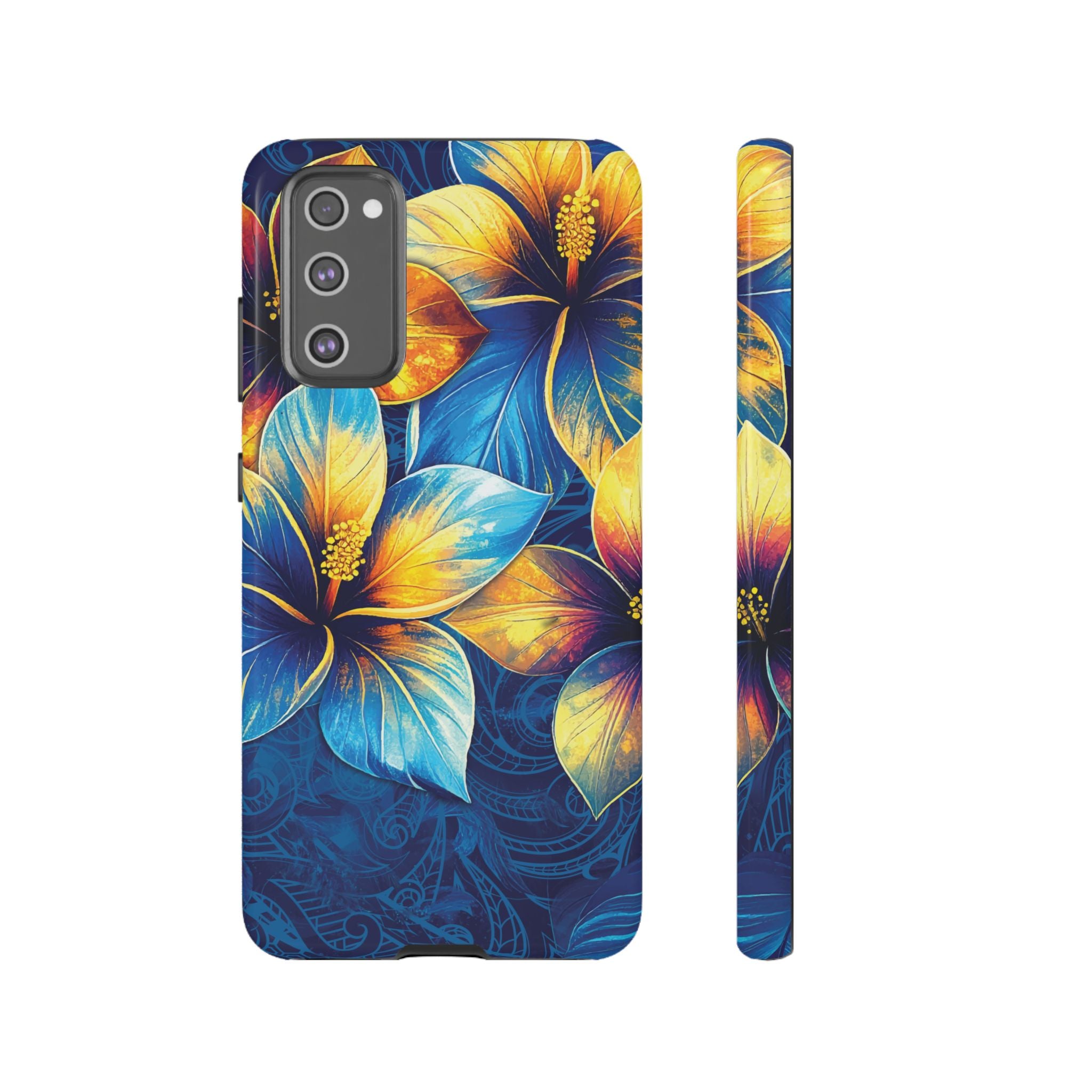 Pua La Tough Samsung Galaxy Case Samsung Galaxy S20 FE Glossy - Hawaiian Golden Hibiscus Sun Flower Sapphire Design - The Local Banyan