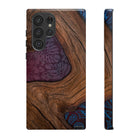 Rooted Tough Samsung Galaxy Case Detail View - Hawaiian Koa Wood Island Strength Tribal Design Close Up - The Local Banyan