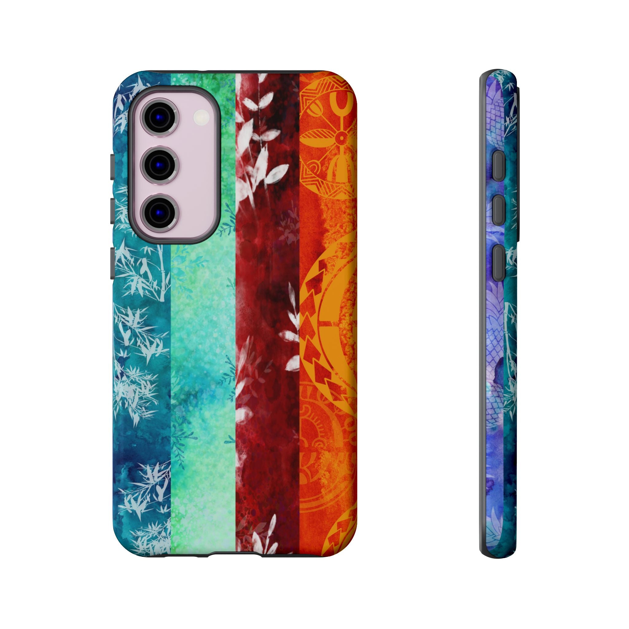 Island Vibes Tough Samsung Galaxy Case Detail View - Hawaiian Colorful Tropical Floral Design Close Up - The Local Banyan