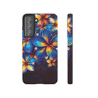 Nohea Twilight Tough Samsung Galaxy Case Samsung Galaxy S21 FE Matte - Hawaiian Blue Orange Plumeria Twilight Design - The Local Banyan