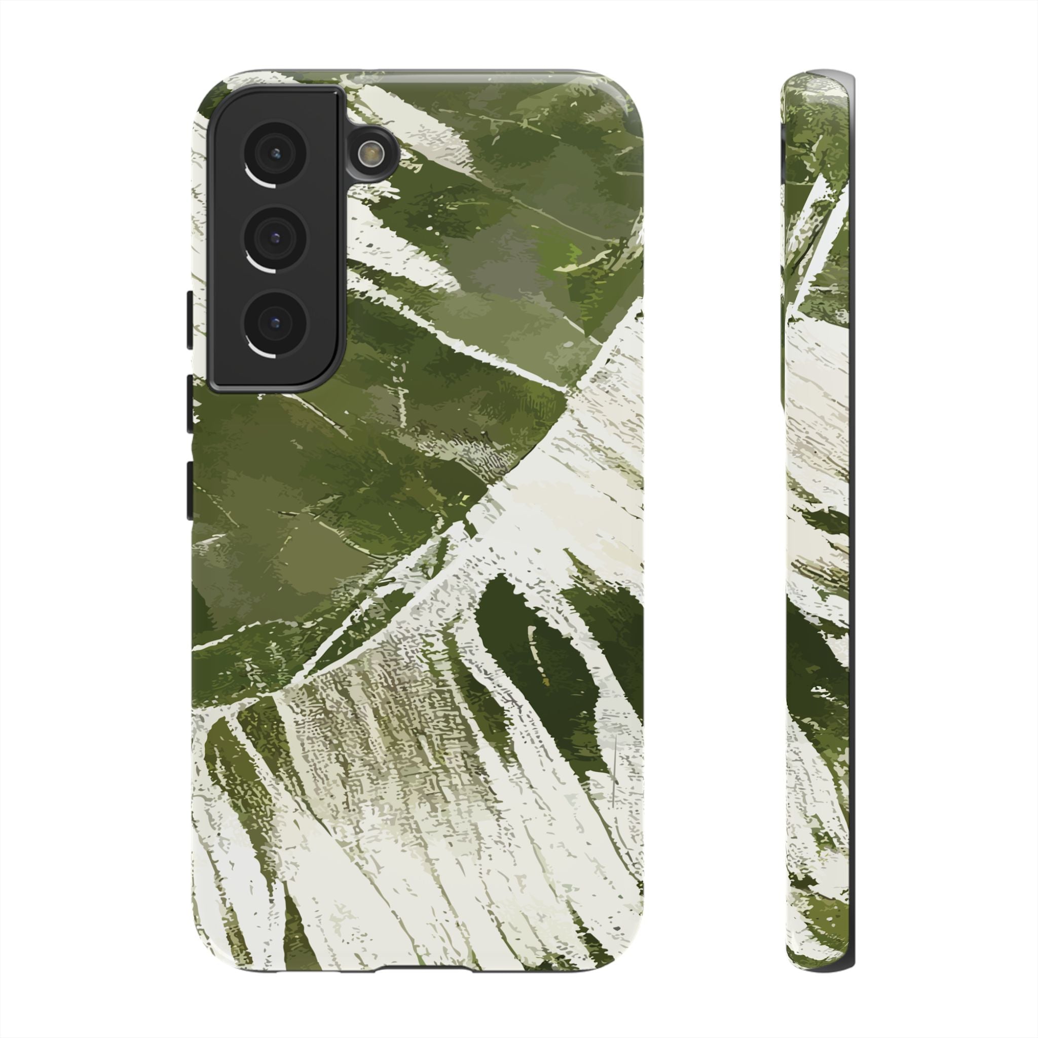 Island Breeze Tough Samsung Galaxy Case Samsung Galaxy S22 Glossy - Hawaiian Palm Leaf Olive Green Botanical Design - The Local Banyan