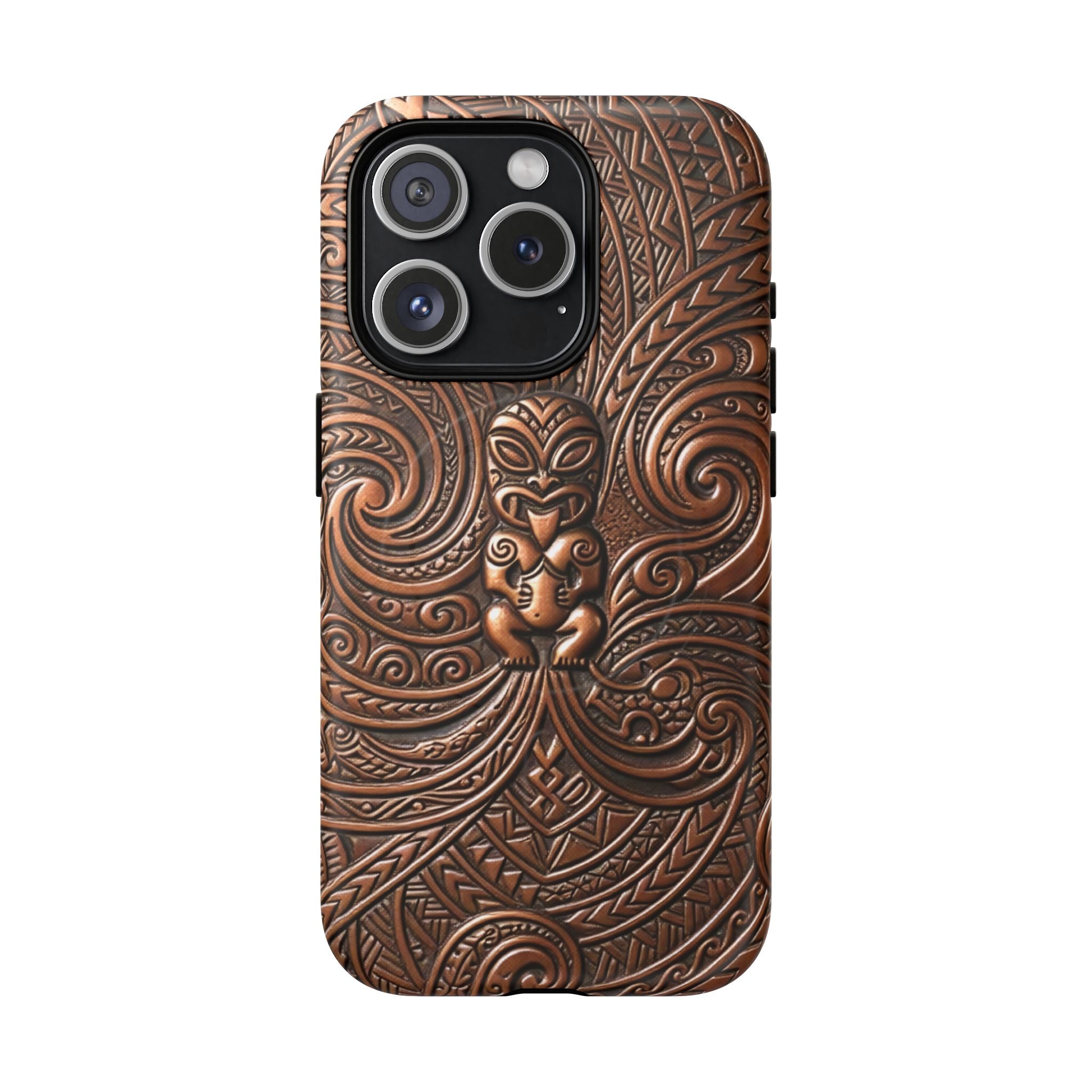 Paa Guardian MagSafe iPhone Case iPhone 15 Pro Matte - Hawaiian Copper Carved Tiki Polynesian Design - The Local Banyan