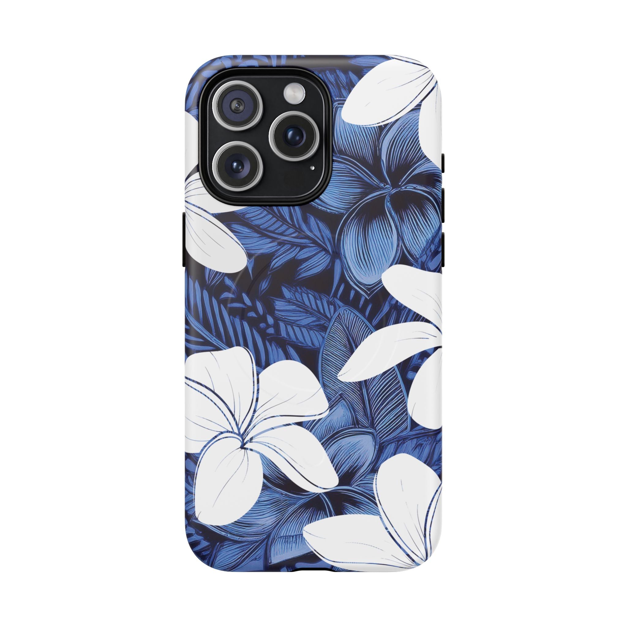 Eternal Blue Plumeria Magnetic Case for iPhone Phone Case The Local Banyan iPhone 15 Pro Max Matte