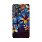 Nohea Twilight Tough Samsung Galaxy Case Detail View - Hawaiian Blue Orange Plumeria Twilight Design Close Up - The Local Banyan