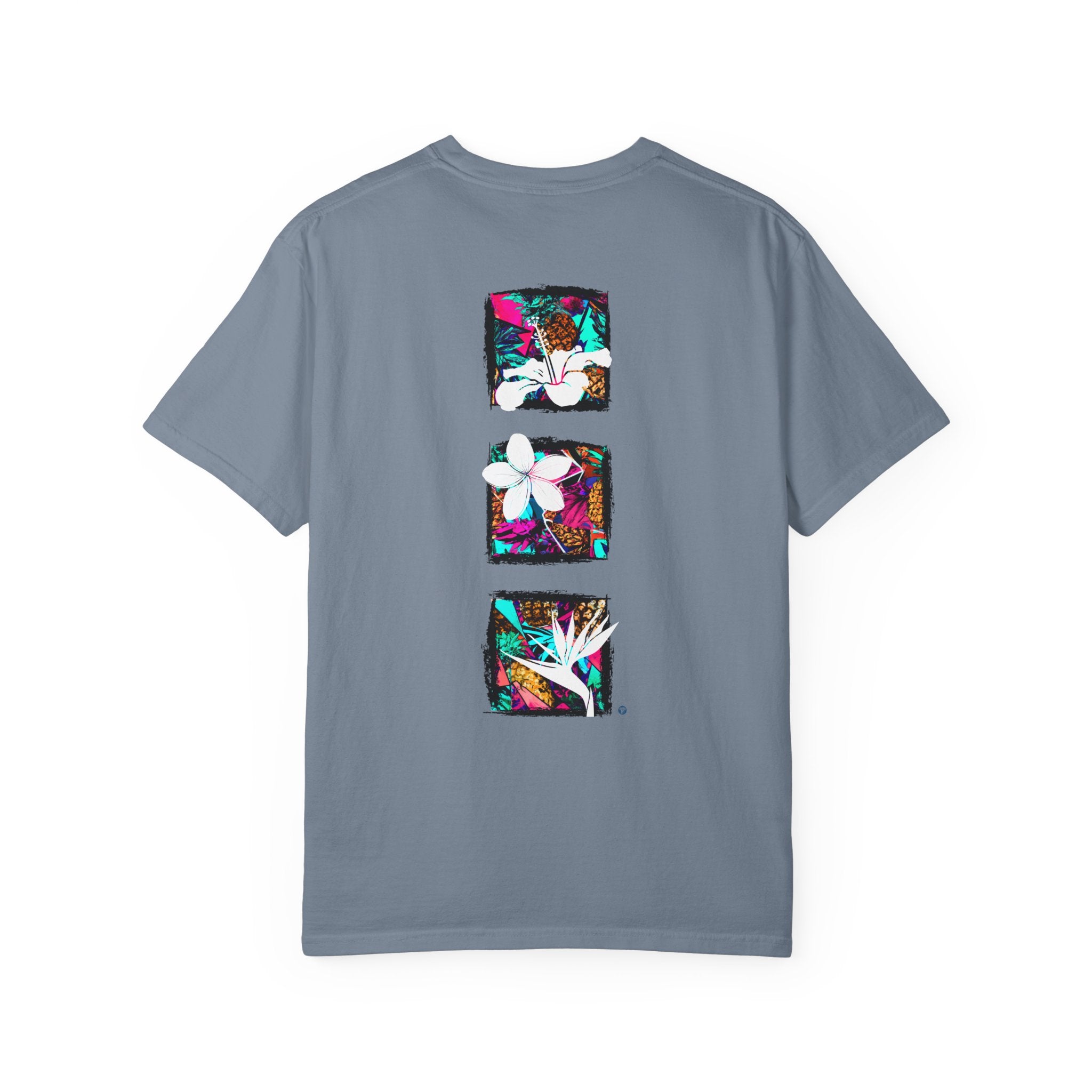 Pineapple Blossom Garment Dyed Tee Topaz Blue 4XL The Local Banyan