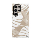 Exotic Monstera Tough Samsung Galaxy Case Detail View - Hawaiian Tropical Monstera Botanical Neutral Design Close Up - The Local Banyan