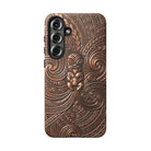 Paa Guardian Tough Samsung Galaxy Case Detail View - Hawaiian Copper Carved Tiki Polynesian Design Close Up - The Local Banyan