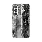 Monochrome Oasis Tough Samsung Galaxy Case Detail View - Hawaiian Black White Botanical Tribal Design Close Up - The Local Banyan
