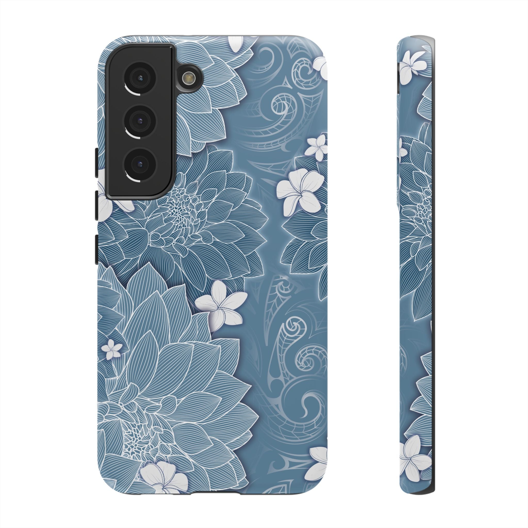Pua La Tough Samsung Galaxy Case Samsung Galaxy S22 Matte - Hawaiian Golden Hibiscus Sun Flower Sapphire Design - The Local Banyan