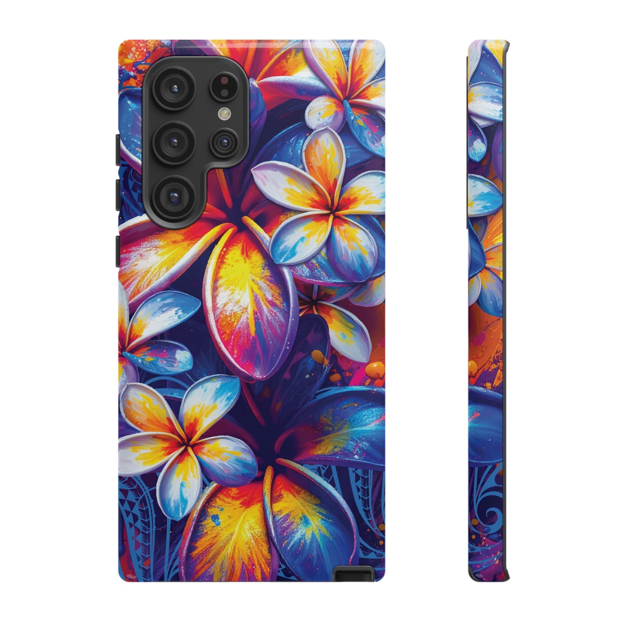 Sunset Ink Tough Samsung Galaxy Case Samsung Galaxy S22 Ultra Glossy - Hawaiian Plumeria Street Art Graffiti Tropical Design - The Local Banyan
