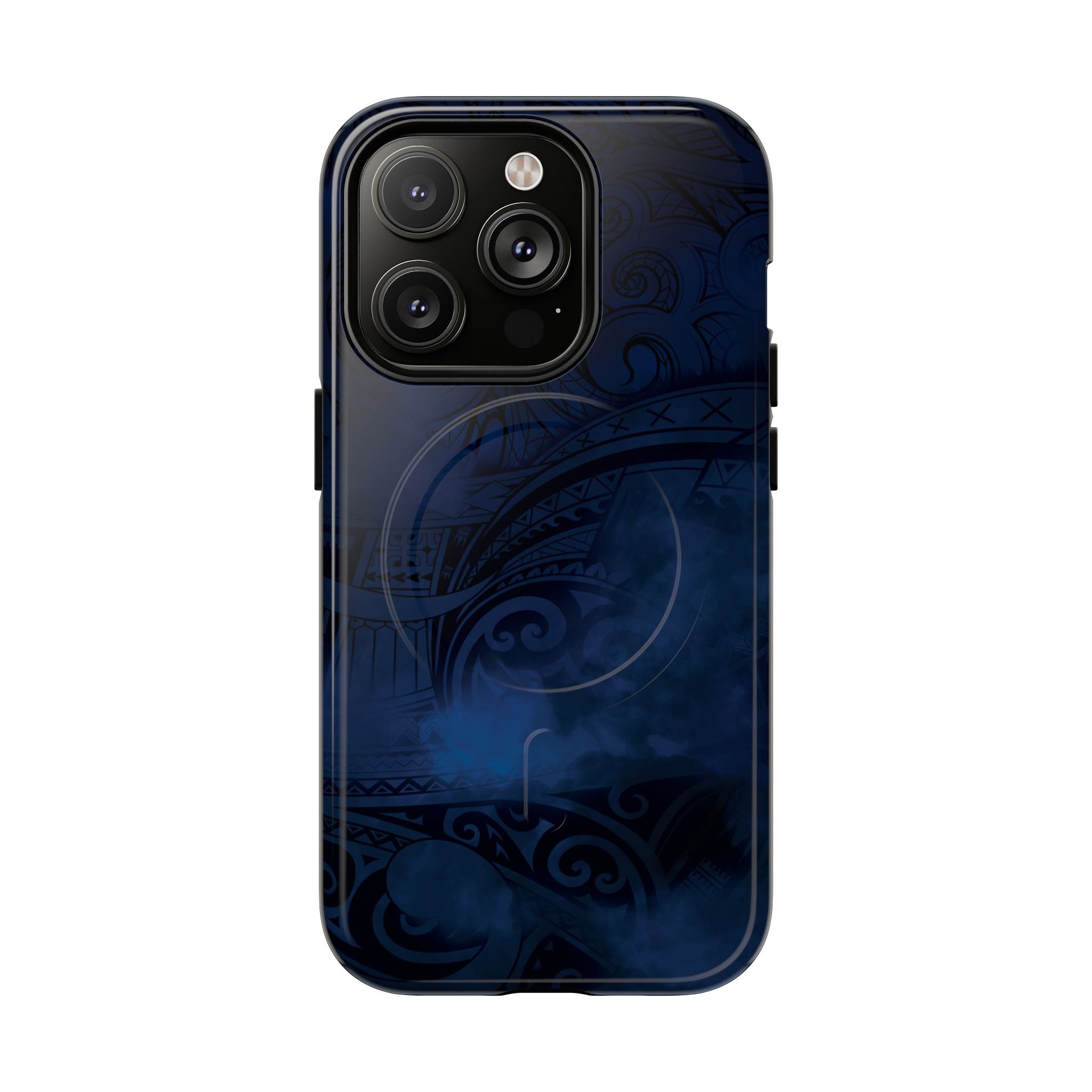 Midnight Essence MagSafe iPhone Case iPhone 14 Pro Glossy - Hawaiian Midnight Navy Polynesian Tribal Design - The Local Banyan