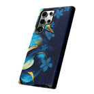 Po Mahina Tough Samsung Galaxy Case Detail View - Hawaiian Moonlit Teal Gold Floral Design Close Up - The Local Banyan