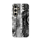 Woman holding Monochrome Oasis Tough Samsung Galaxy Case - Hawaiian Black White Botanical Tribal Design - The Local Banyan