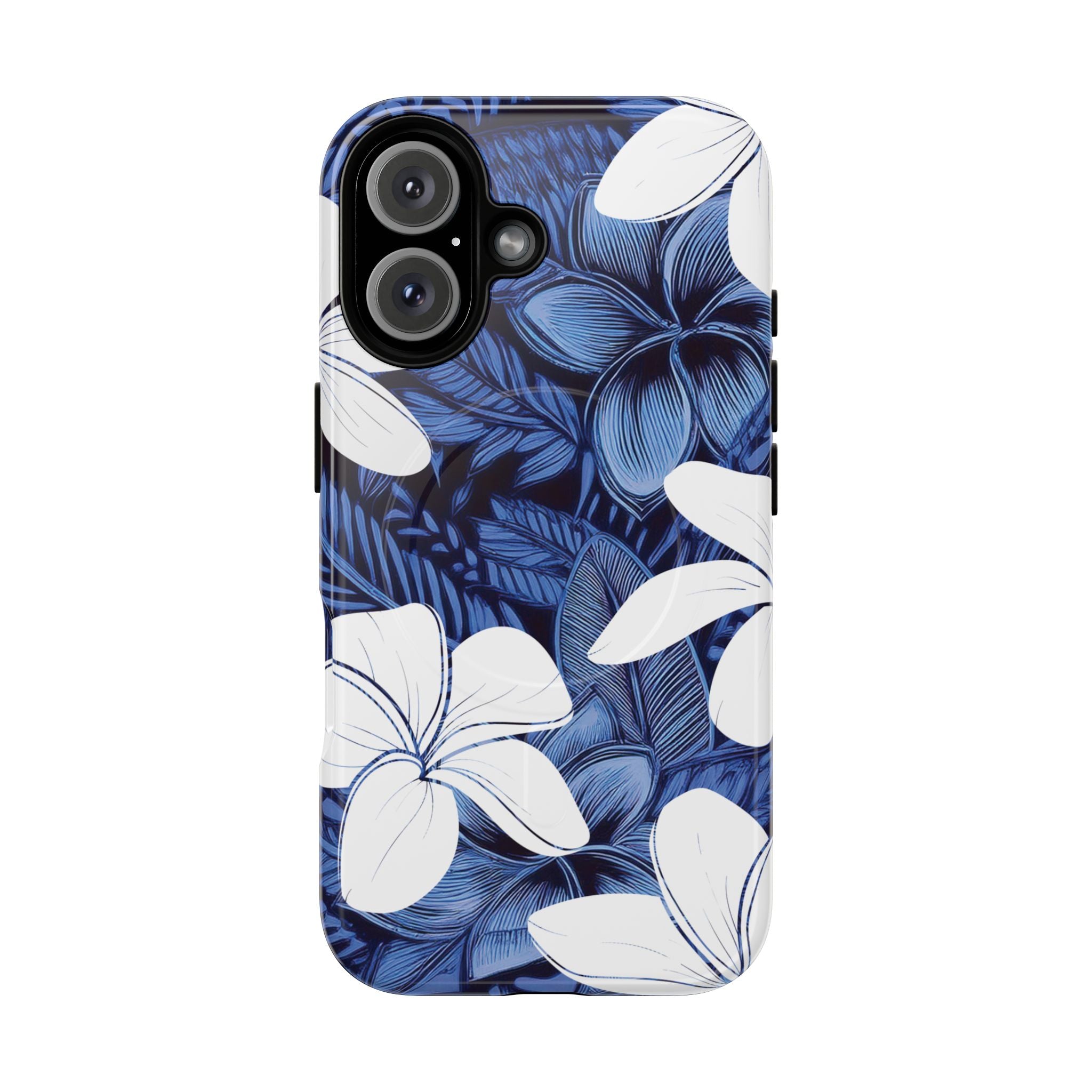 Eternal Blue Plumeria Magnetic Case for iPhone Phone Case The Local Banyan iPhone 16 Glossy