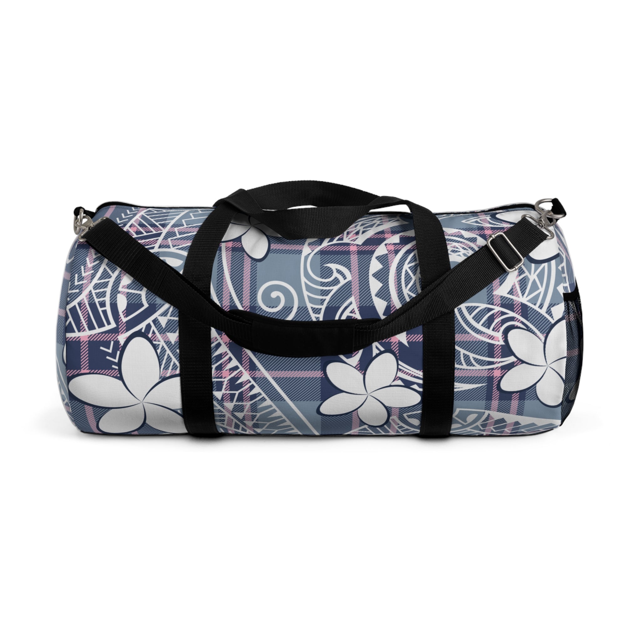 Plaid Plumeria Barrel Duffel Bag Duffels The Local Banyan Large