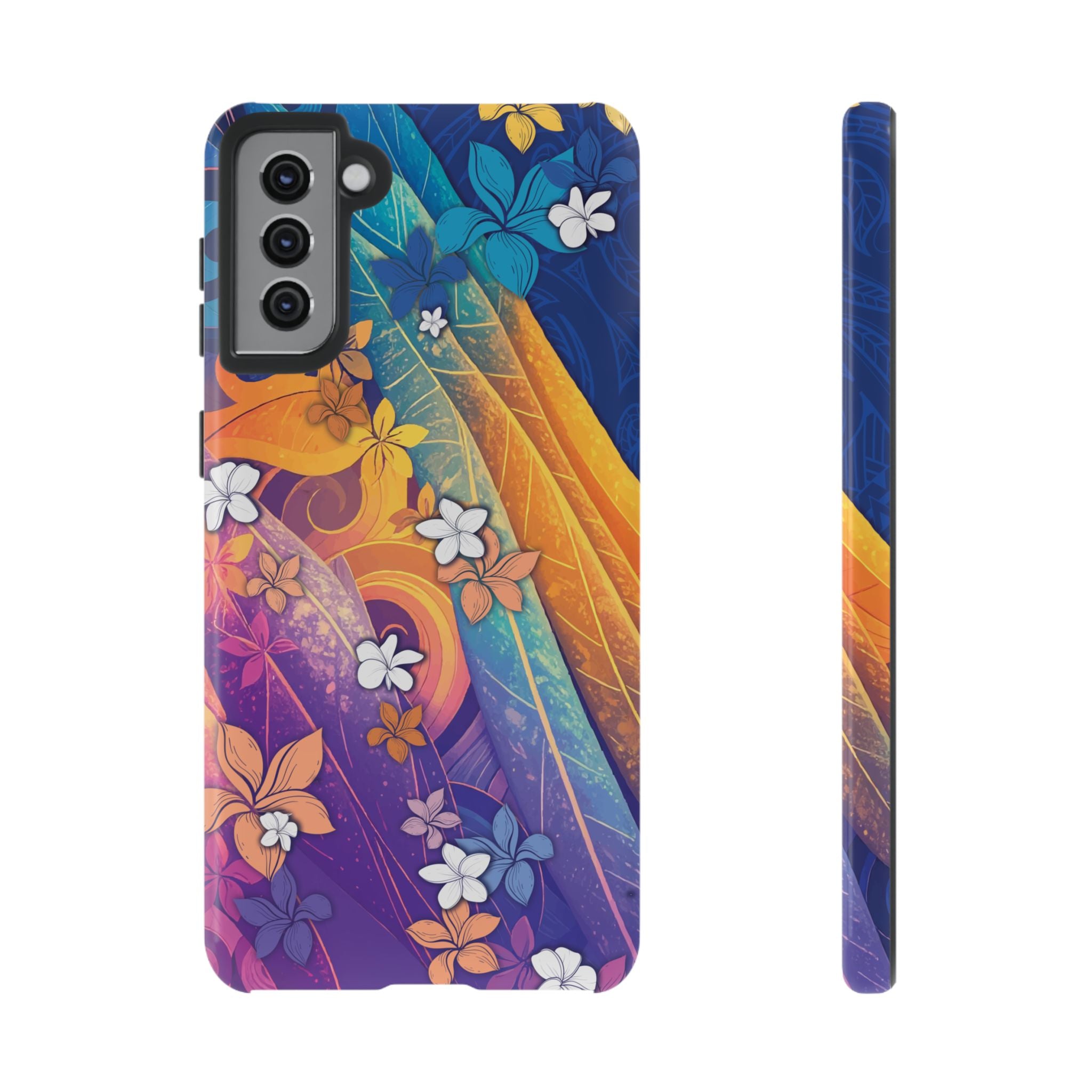 Mauna Sunrise Tough Samsung Galaxy Case Samsung Galaxy S21 Plus Glossy - Hawaiian Colorful Sunrise Plumeria Design - The Local Banyan