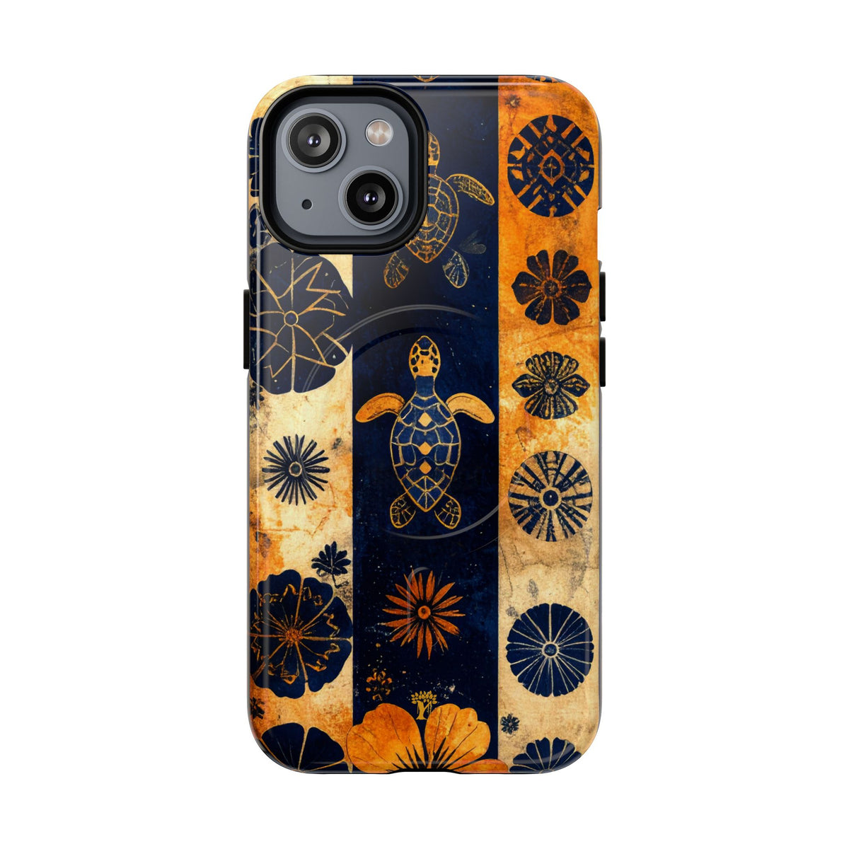 Tapa Pua Lehua Honu Magnetic Case for iPhone iPhone 14 Glossy The Local Banyan