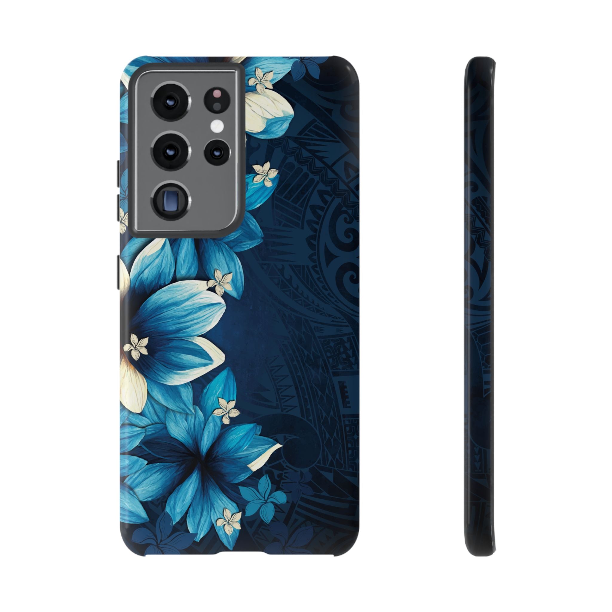 Leilani Nights Tough Samsung Galaxy Case Samsung Galaxy S21 Ultra Glossy - Hawaiian Dark Blue Floral Polynesian Design - The Local Banyan