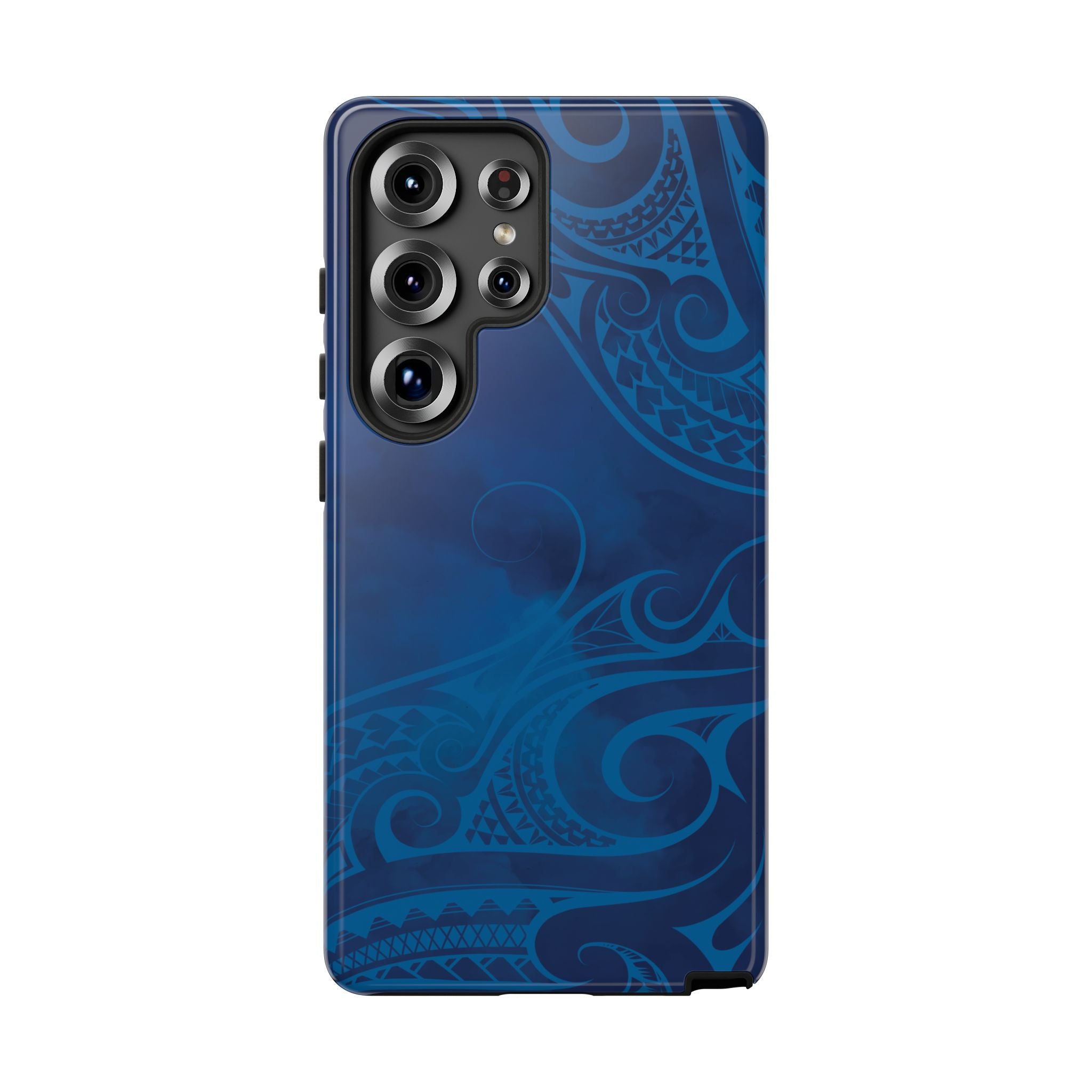Woman holding Kai Legacy Tough Samsung Galaxy Case - Hawaiian Ocean Blue Polynesian Tribal Design - The Local Banyan