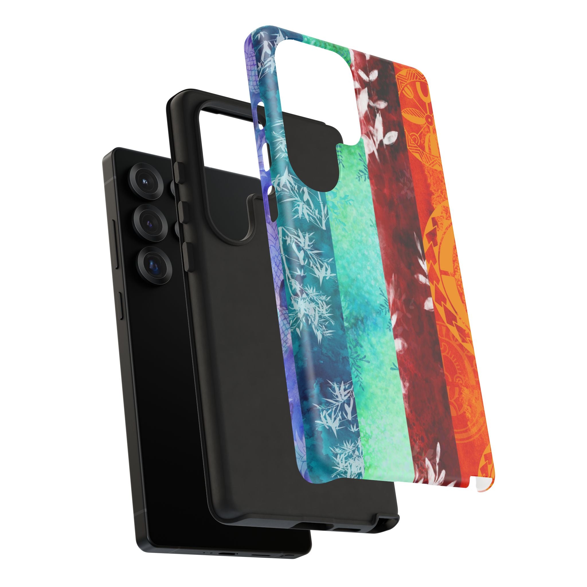 Woman holding Island Vibes Tough Samsung Galaxy Case - Hawaiian Colorful Tropical Floral Design - The Local Banyan