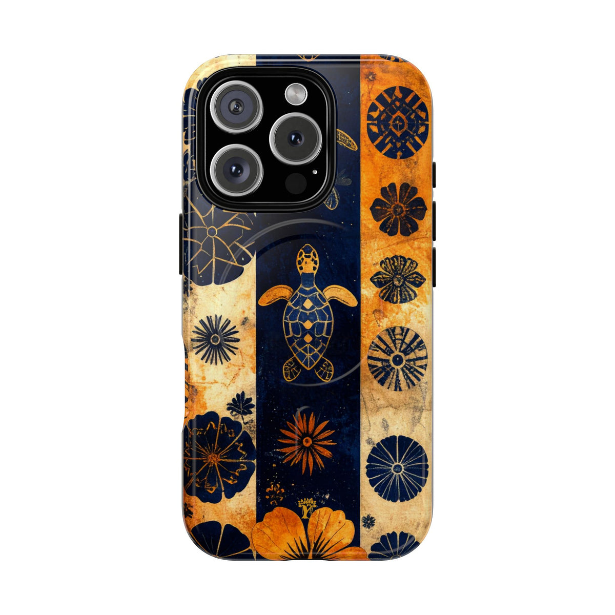 Tapa Pua Lehua Honu Magnetic Case for iPhone iPhone 16 Pro Glossy The Local Banyan