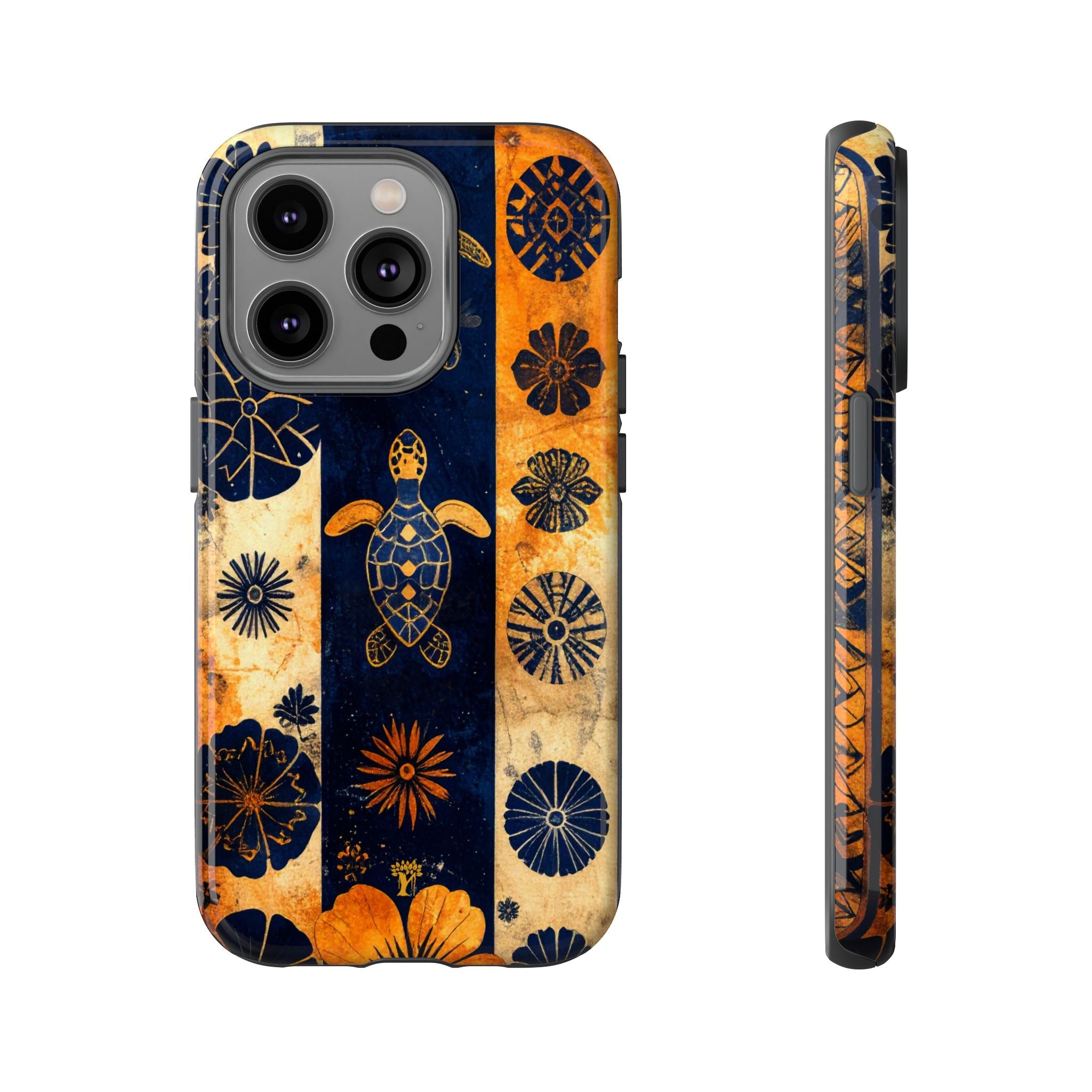 Tapa Pua Lehua Honu Tough Case for iPhone iPhone 14 Pro Glossy The Local Banyan