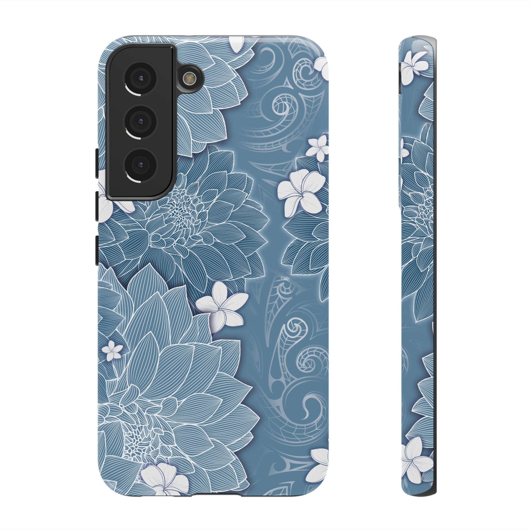Pua La Tough Samsung Galaxy Case Samsung Galaxy S22 Glossy - Hawaiian Golden Hibiscus Sun Flower Sapphire Design - The Local Banyan
