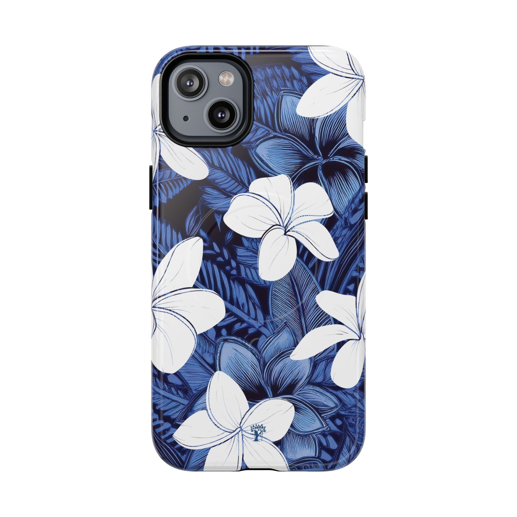 Eternal Blue Plumeria MagSafe Compatible Case for iPhone iPhone 14 Plus Glossy The Local Banyan