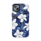 Eternal Blue Plumeria MagSafe Compatible Case for iPhone iPhone 14 Plus Glossy The Local Banyan