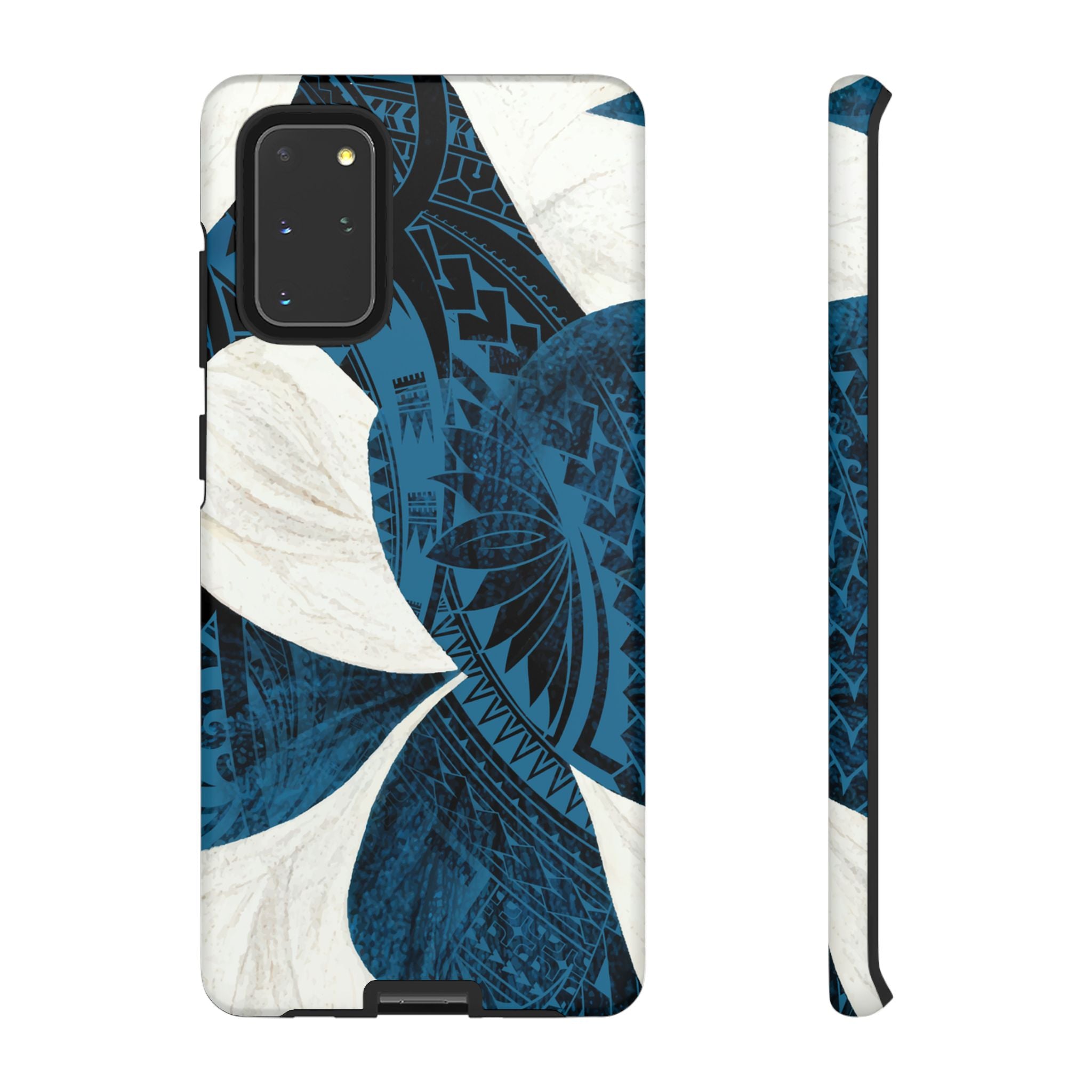 Hana Breeze Tough Samsung Galaxy Case Samsung Galaxy S20+ Matte - Hawaiian Blue Plumeria Polynesian Botanical Design - The Local Banyan
