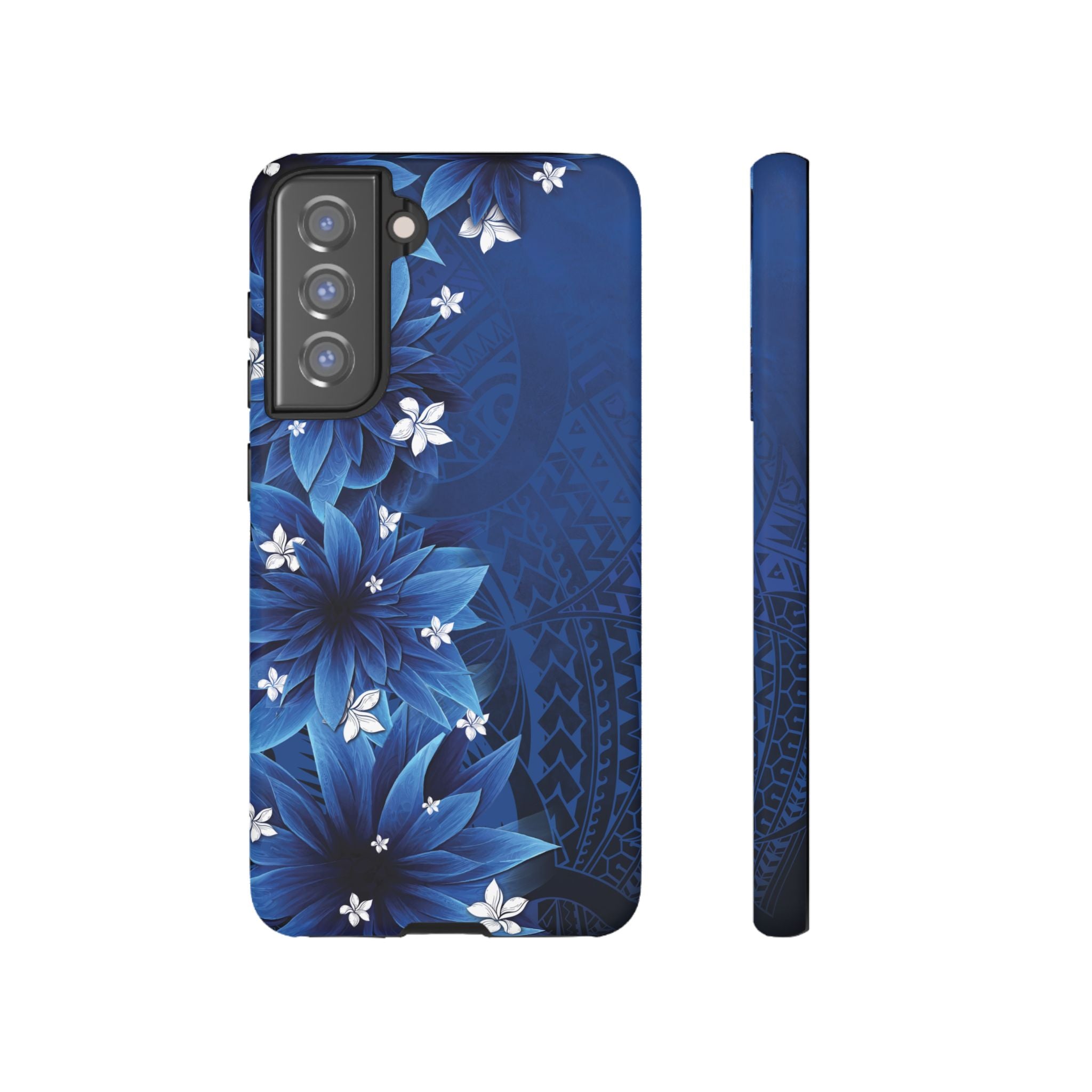 Hoku Pua Tough Samsung Galaxy Case Samsung Galaxy S21 FE Matte - Hawaiian Blue Star Flower Polynesian Design - The Local Banyan
