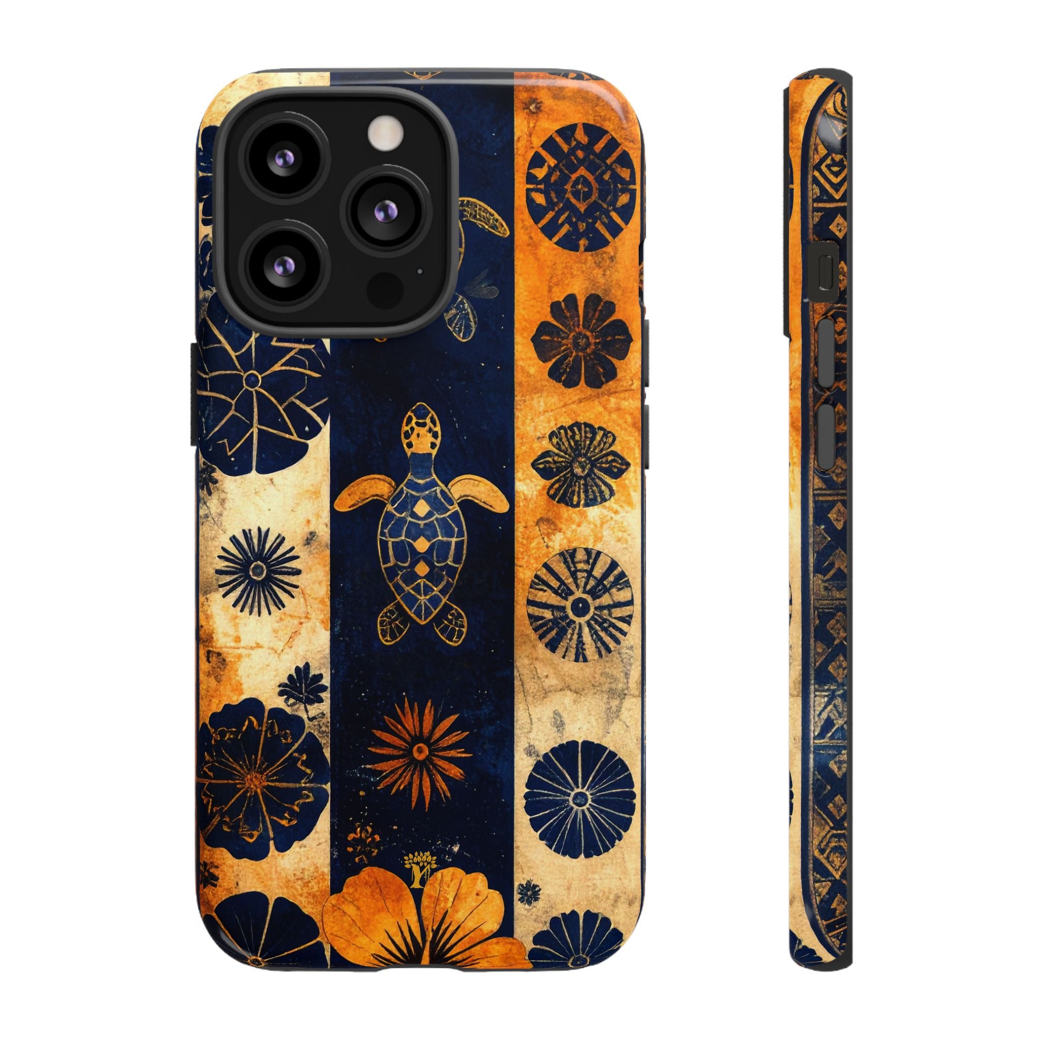 Tapa Pua Lehua Honu Tough Case for iPhone iPhone 13 Pro Glossy The Local Banyan