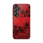 Keahi Pua Tough Samsung Galaxy Case Detail View - Hawaiian Fire Flower Red Tribal Floral Design Close Up - The Local Banyan