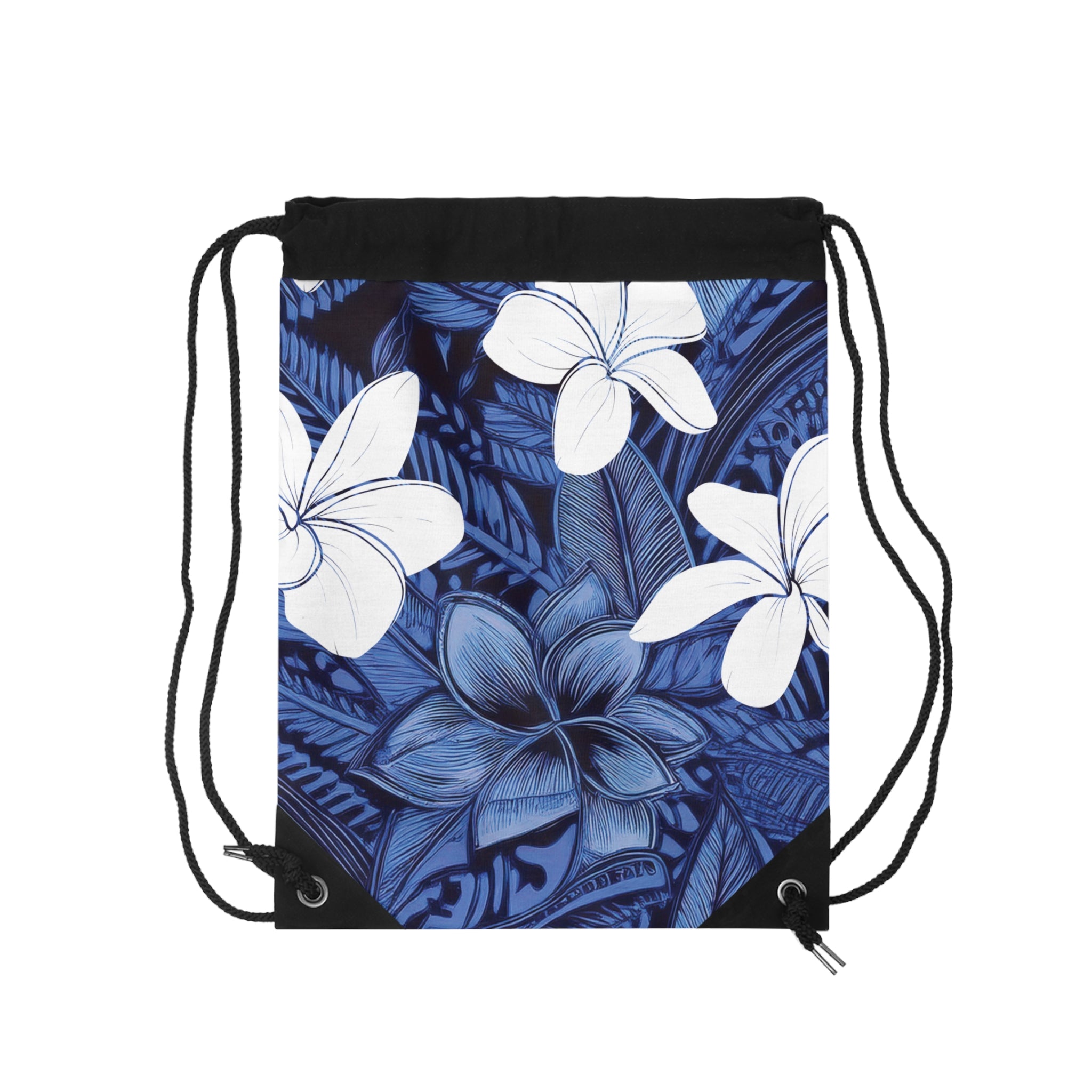 Eternal Blue Plumeria Drawstring Cinch Bag Backpack The Local Banyan
