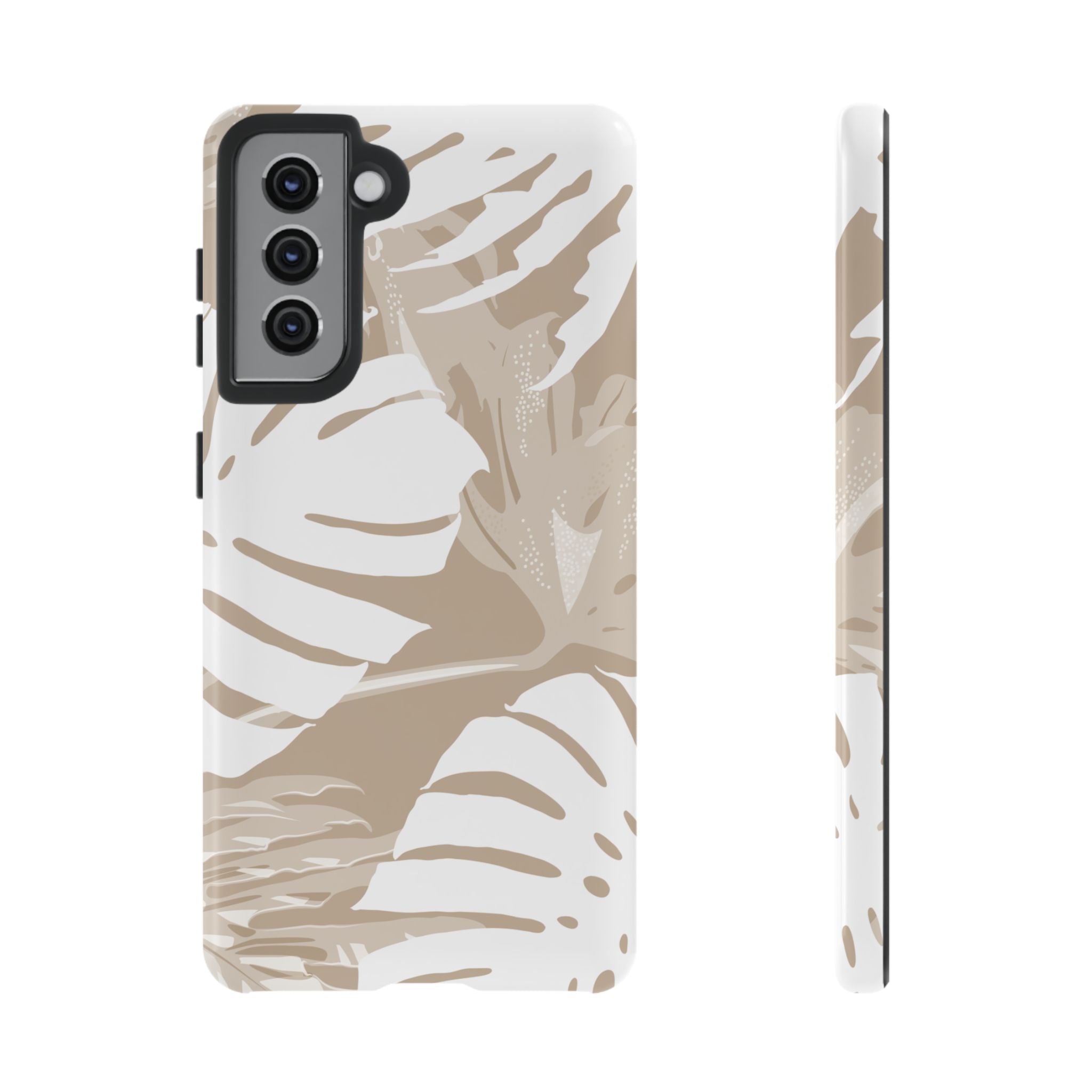 Exotic Monstera Tough Samsung Galaxy Case Samsung Galaxy S21 Glossy - Hawaiian Tropical Monstera Botanical Neutral Design - The Local Banyan