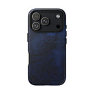 Midnight Essence Tough iPhone Case Detail View - Hawaiian Midnight Navy Polynesian Tribal Design Close Up - The Local Banyan