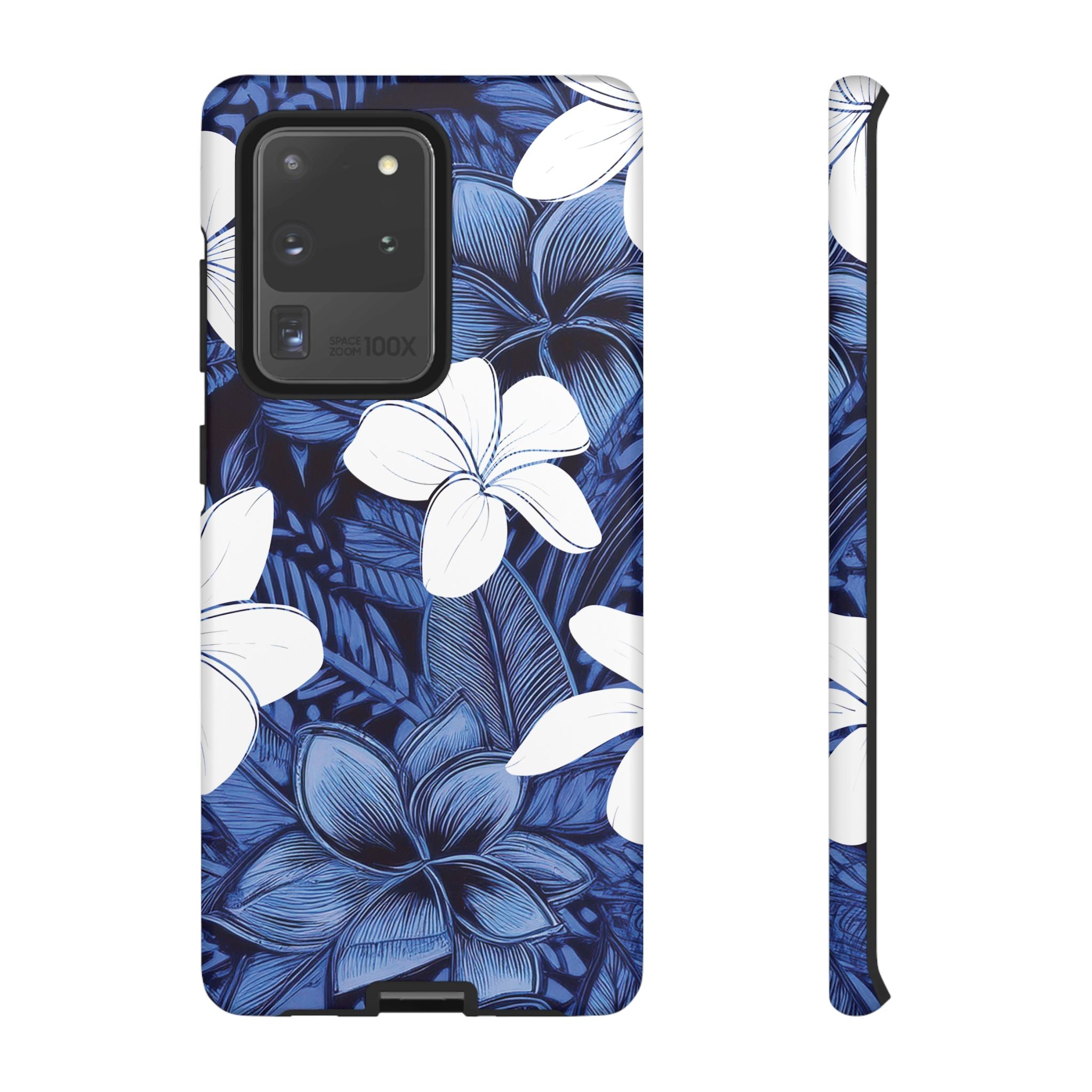 Eternal Blue Plumeria Tough Samsung Galaxy Case Samsung Galaxy S20 Ultra Matte - Hawaiian Blue Plumeria Ocean Floral Design - The Local Banyan