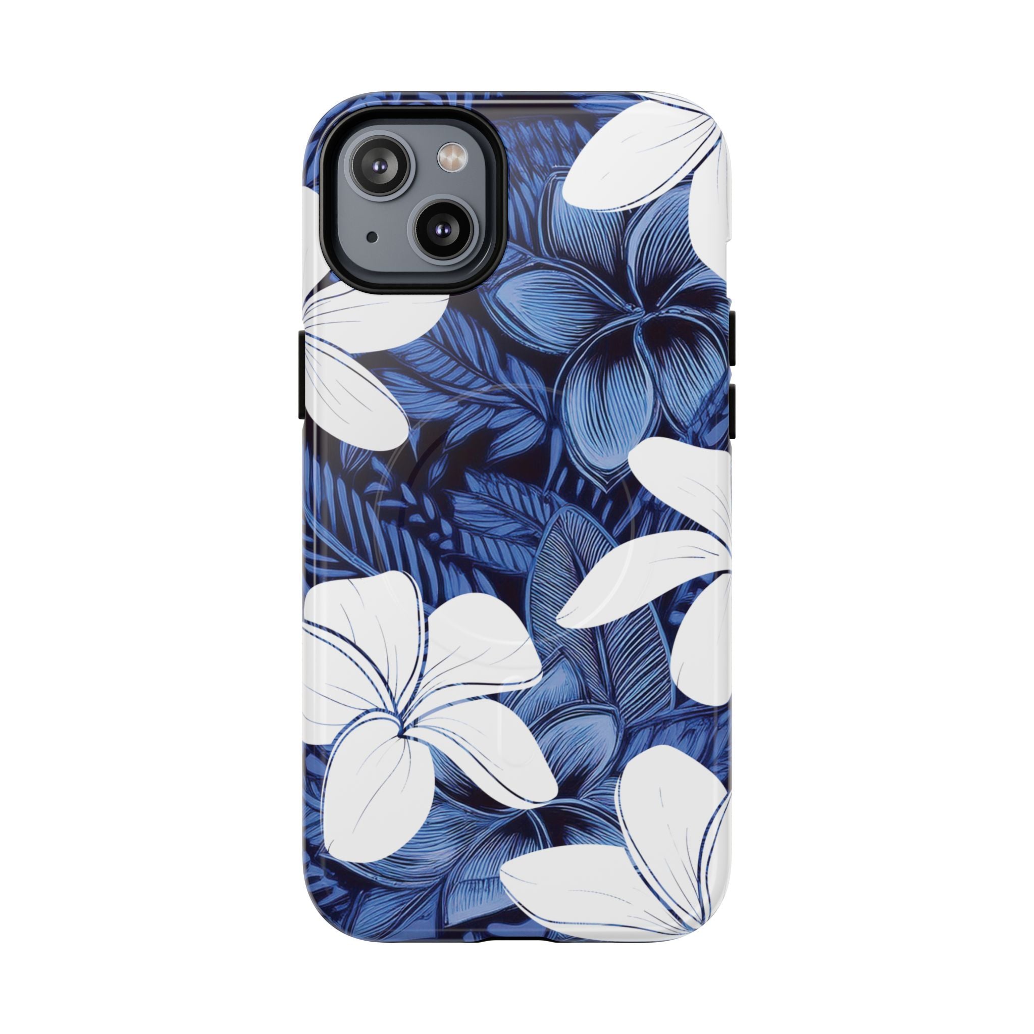 Eternal Blue Plumeria Magnetic Case for iPhone Phone Case The Local Banyan iPhone 14 Plus Glossy