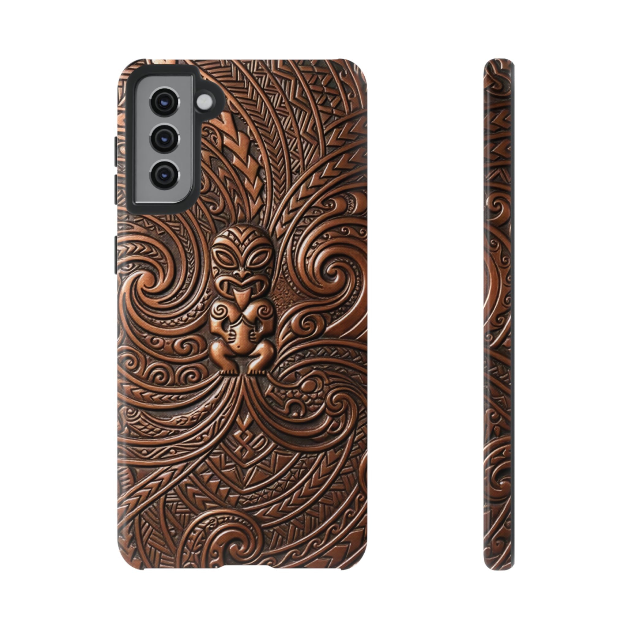 Paa Guardian Tough Samsung Galaxy Case Samsung Galaxy S21 Plus Glossy - Hawaiian Copper Carved Tiki Polynesian Design - The Local Banyan