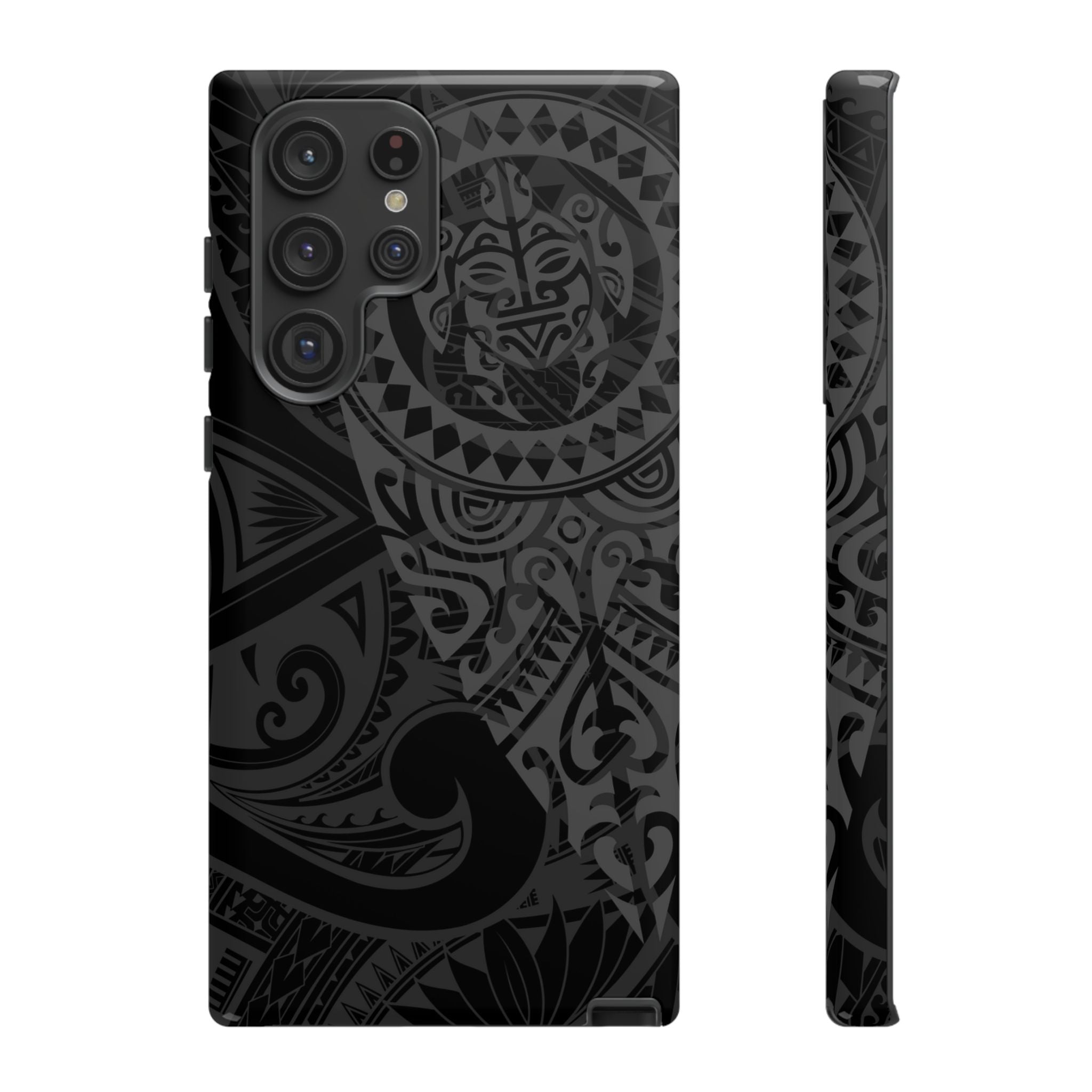 Tribal Guardian Tough Samsung Galaxy Case Samsung Galaxy S22 Ultra Glossy - Hawaiian Black on Black Polynesian Tribal Design - The Local Banyan
