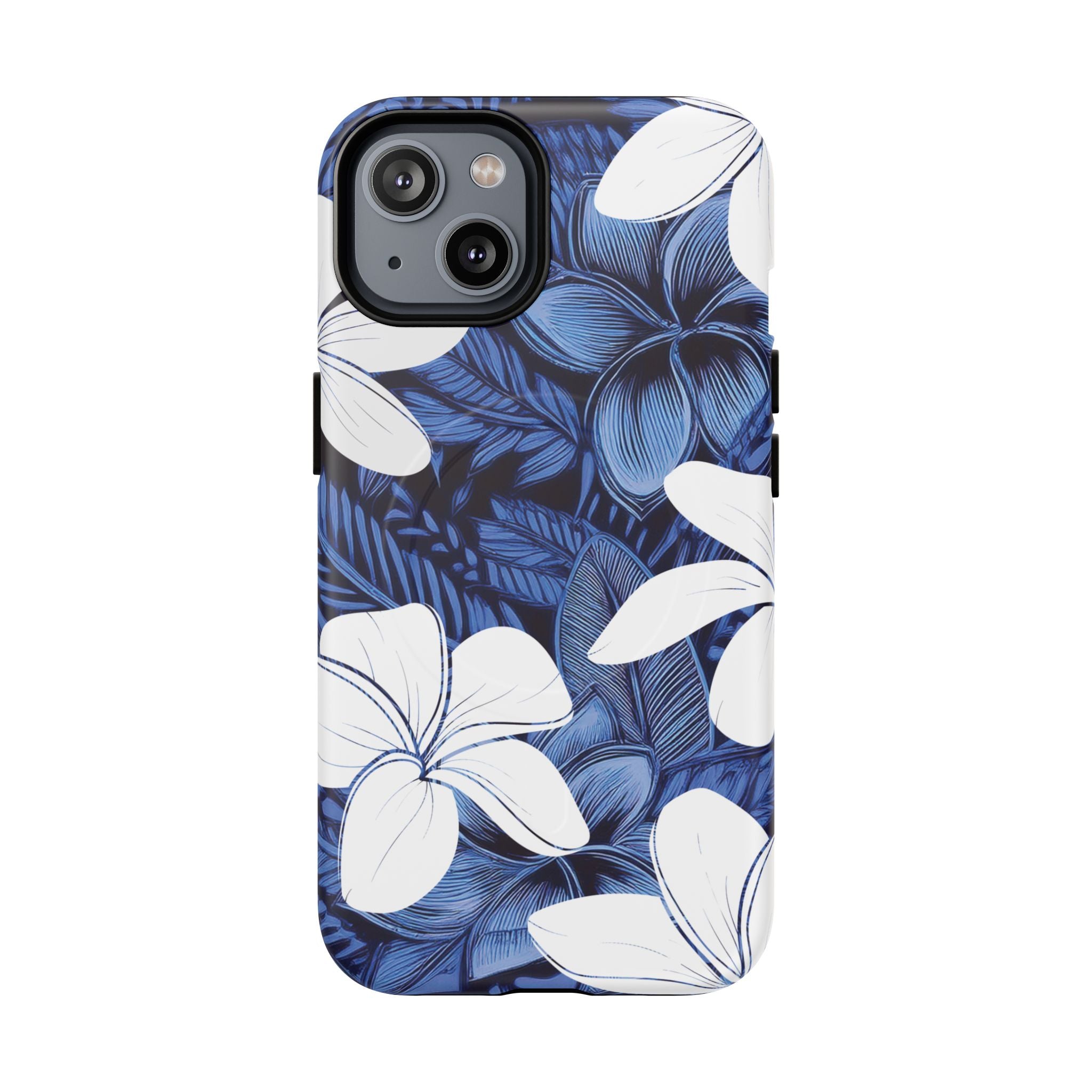 Eternal Blue Plumeria Magnetic Case for iPhone Phone Case The Local Banyan iPhone 14 Matte