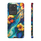Aloalo Drift Tough Samsung Galaxy Case Samsung Galaxy S20 Ultra Matte - Hawaiian Hibiscus Teal Ocean Wave Design - The Local Banyan