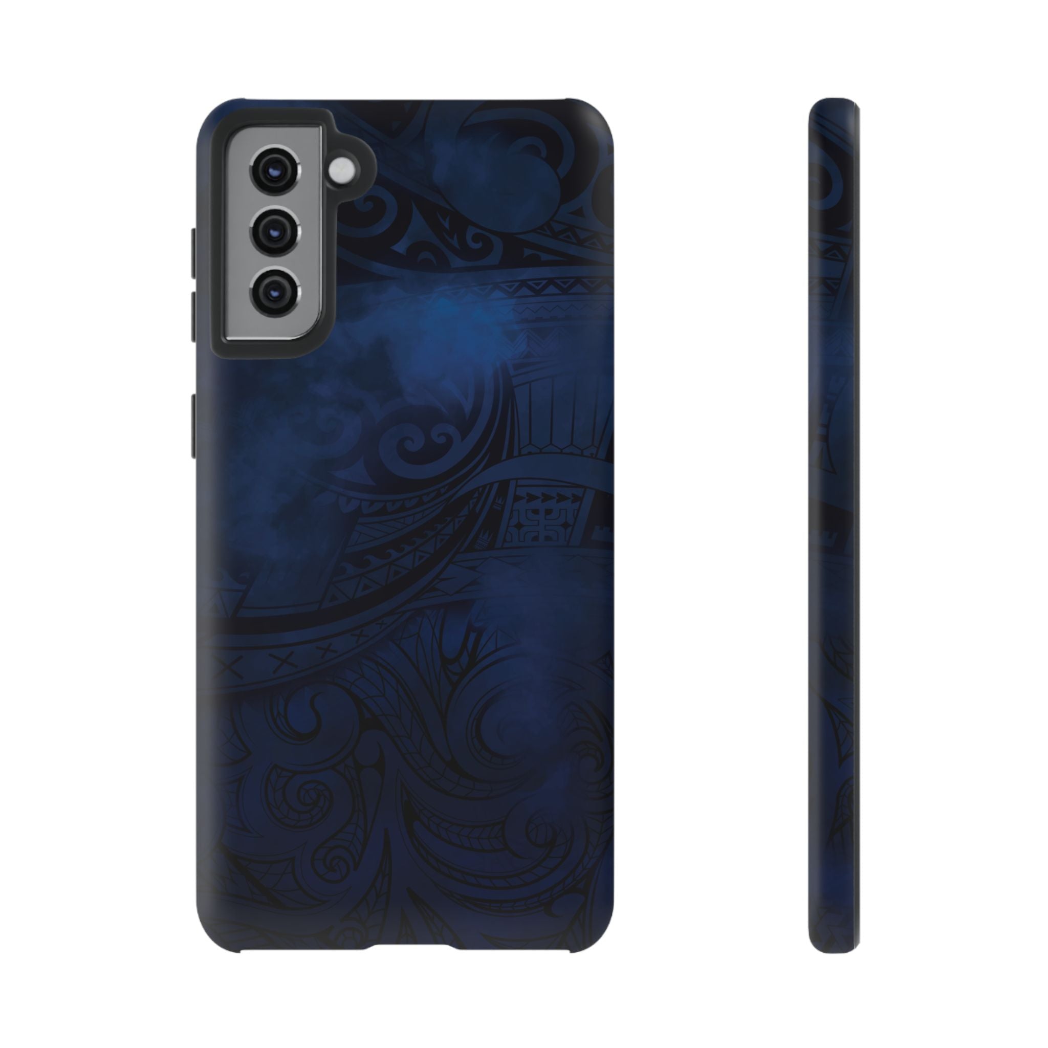 Midnight Essence Tough Samsung Galaxy Case Samsung Galaxy S21 Plus Matte - Hawaiian Midnight Navy Polynesian Tribal Design - The Local Banyan