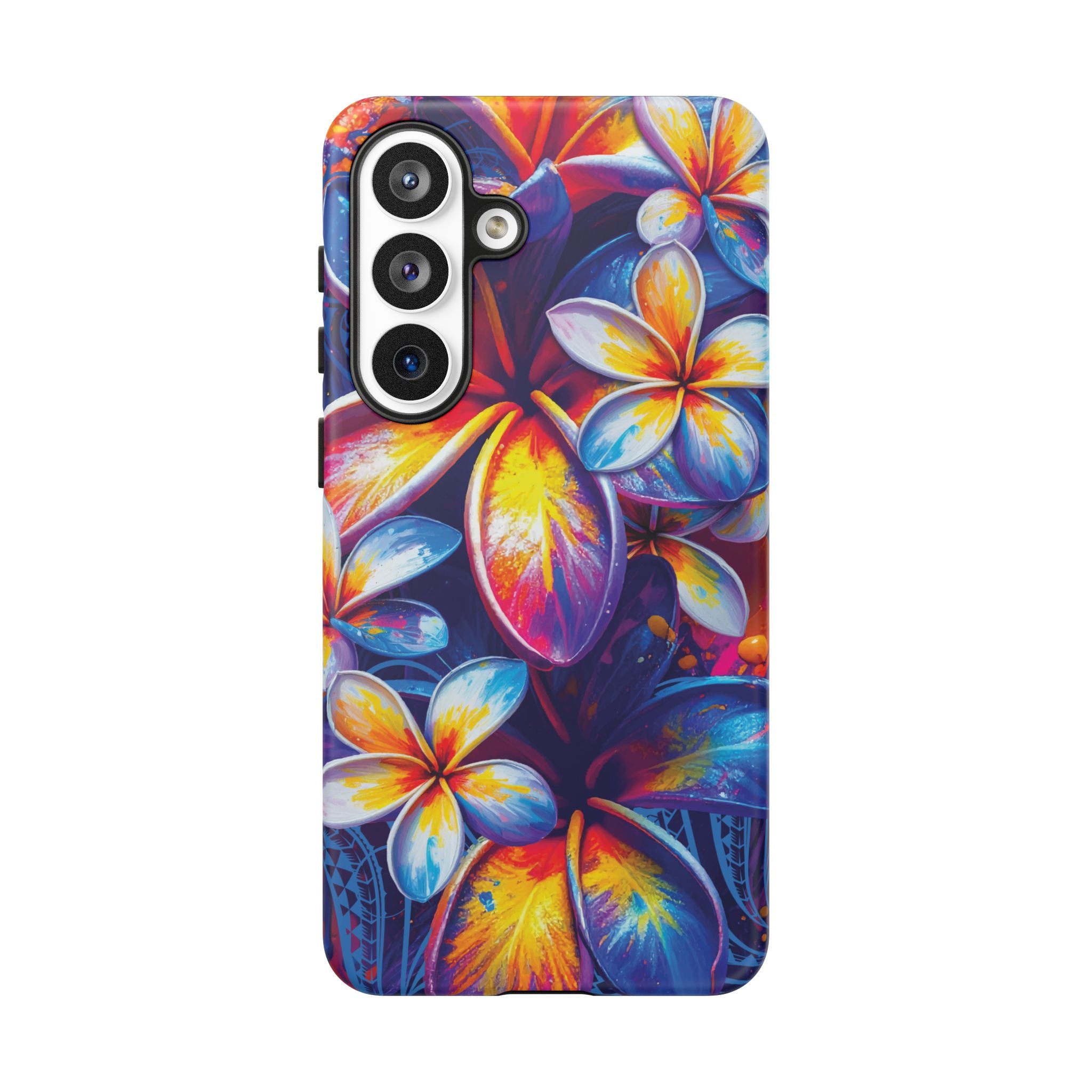 Sunset Ink Tough Samsung Galaxy Case Detail View - Hawaiian Plumeria Street Art Graffiti Tropical Design Close Up - The Local Banyan