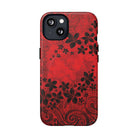 Woman holding Keahi Pua MagSafe iPhone Case - Hawaiian Fire Flower Red Tribal Floral Design - The Local Banyan