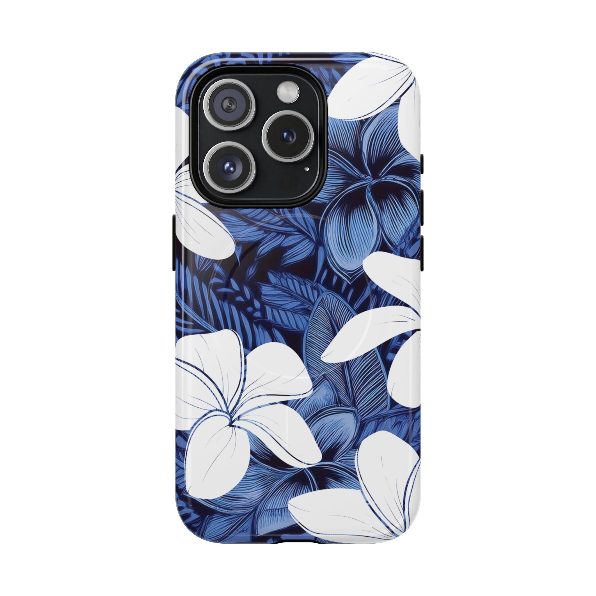 Eternal Blue Plumeria Magnetic Case for iPhone Phone Case The Local Banyan iPhone 15 Pro Glossy
