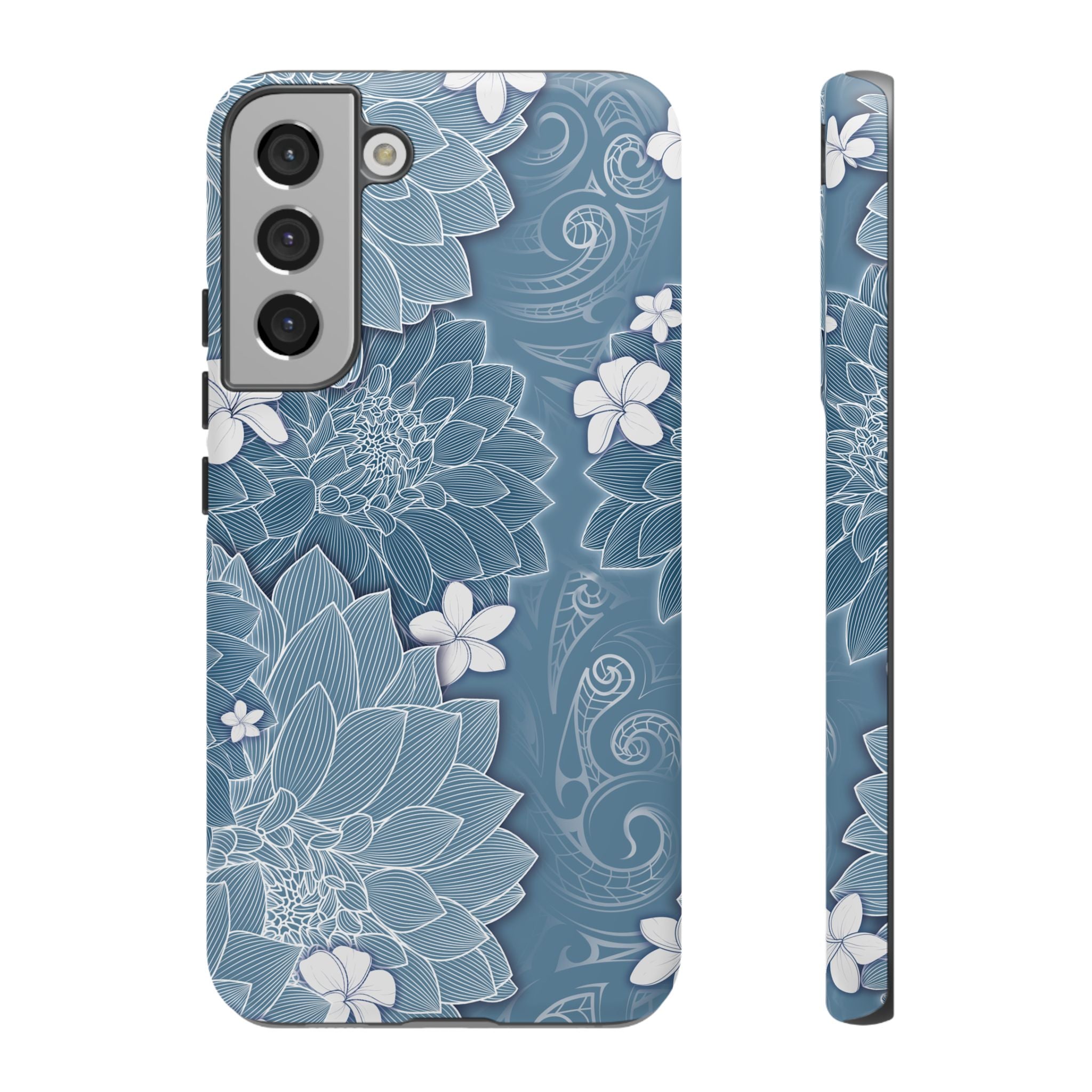 Pua La Tough Samsung Galaxy Case Samsung Galaxy S22 Plus Matte - Hawaiian Golden Hibiscus Sun Flower Sapphire Design - The Local Banyan