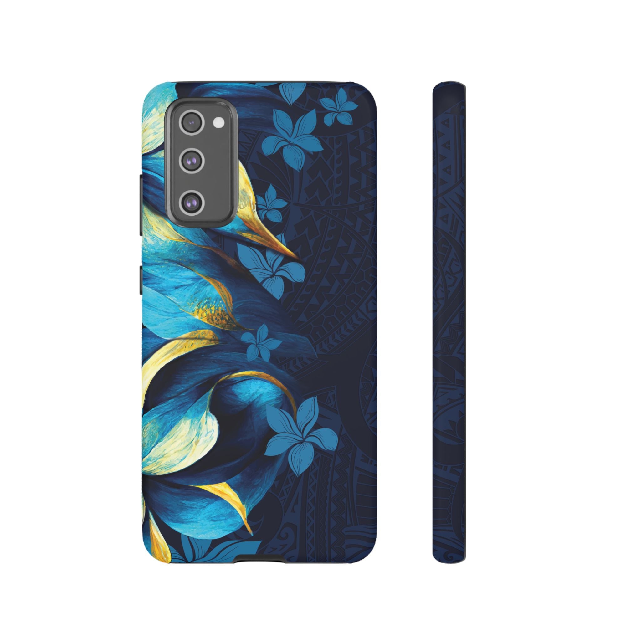 Po Mahina Tough Samsung Galaxy Case Samsung Galaxy S20 FE Matte - Hawaiian Moonlit Teal Gold Floral Design - The Local Banyan