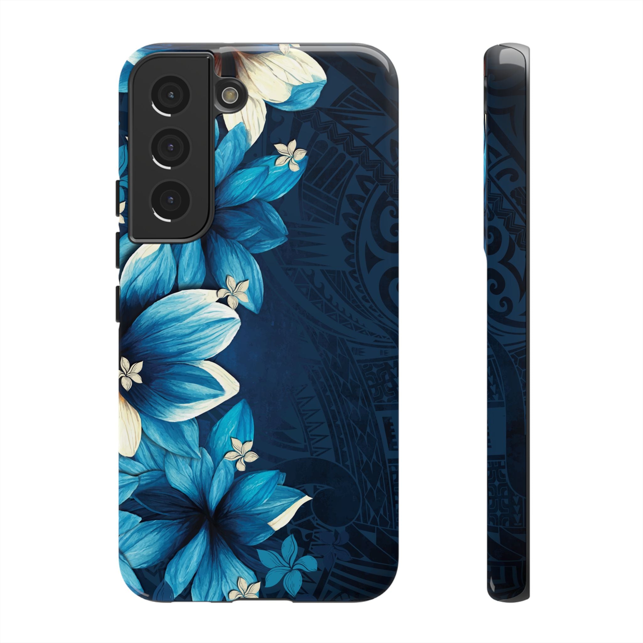 Leilani Nights Tough Samsung Galaxy Case Samsung Galaxy S22 Glossy - Hawaiian Dark Blue Floral Polynesian Design - The Local Banyan